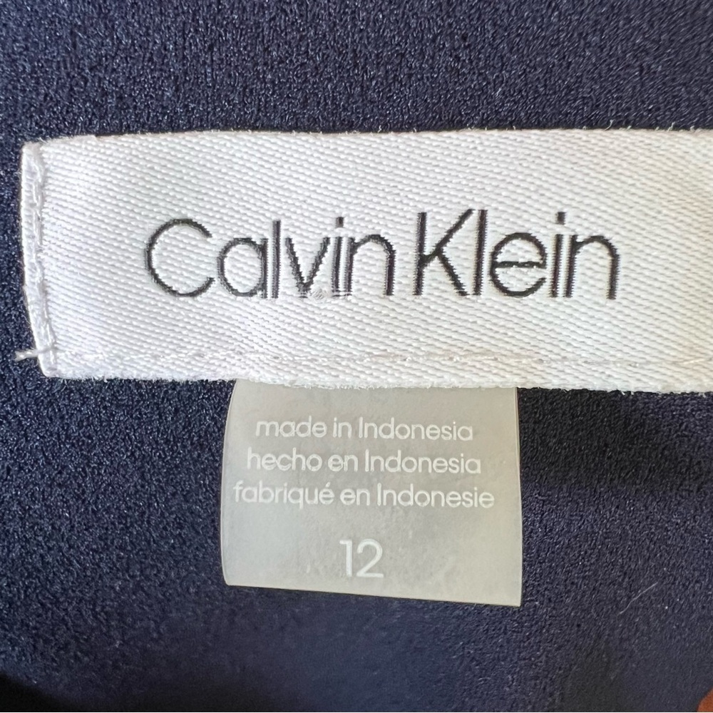 NEW Calvin Klein Illusion-Trim Fit & Flare A-Line Dress Navy Sleeveless Size 12 - Picture 9 of 10